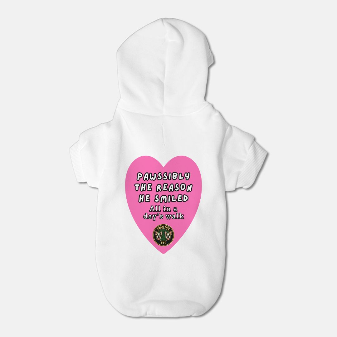 Pawssibly the Reason He Smiled Small Breed Pet Hoodie